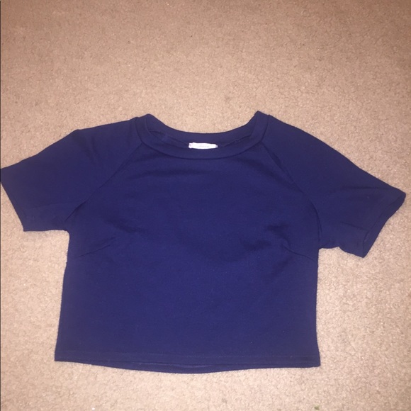 Navy Blue cropped shirt, with collarbone cut outs - Picture 2 of 8